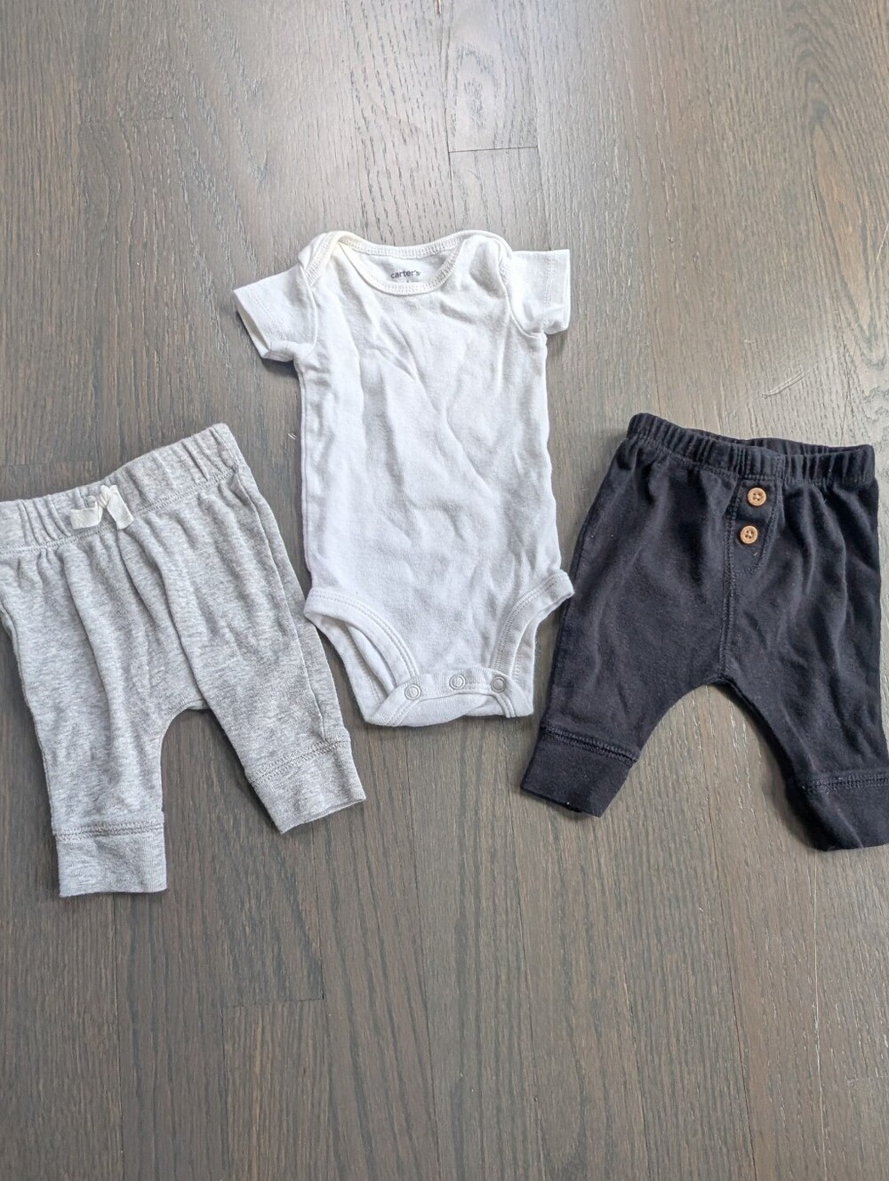 Carter's Newborn 3-Piece Bundle - White Bodysuit & Harem Style Pants - NB